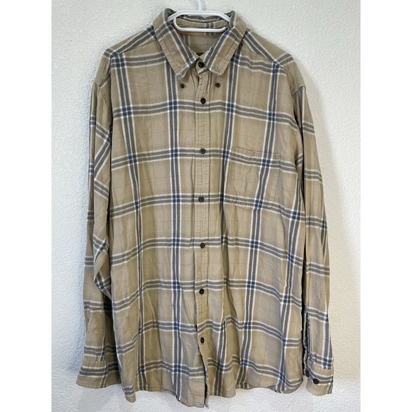 Freedom Foundry Other - The Foundry Flannel Long‎ Sleeve Shirt Men's XLT Tall Tan/Gray Plaid Button Up